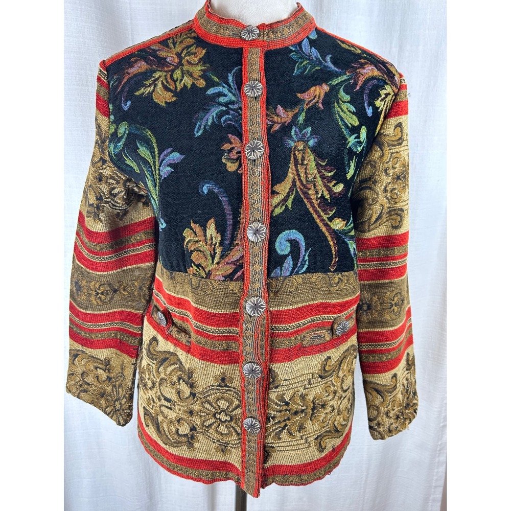Sag Harbor Tapestry Floral Damask Woven Jacket Button Front Women's Size 10P